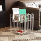 Metal Side Table, Modern Minimalist End Table, Small Bedside Table for Living Room, Bedroom, Office, Home Decor(Red)