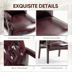 Leather Office Guest Chairs Set of 2, Ergonomic Waiting Room Chair with Arms Reception Chairs No Wheels Conference & Meeting Side Chairs Executive Furniture (Burgundy)