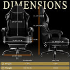 Gaming Chair, High Back Computer Chair with Pocketed Spring Cushion and Footrest, Height Adjustable Game Chair with Headrest and Lumbar Support