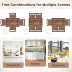 GOFLAME 5-Piece Dining Table Set, Industrial Kitchen Table and Chairs for 4 with Backrest and Metal Frame, Rectangular Space-Saving Dinette Set for Dining Room, Apartment, Small Space, Rustic Brown