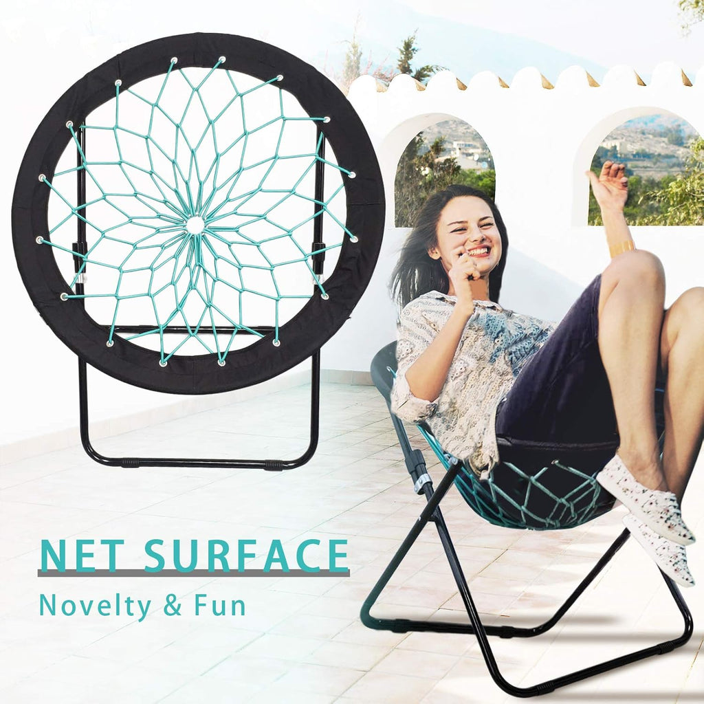 CampLand Bunjo Bungee Dish Chair - Versatile Folding Chair with Fun Bouncy Design - Circle Web Chair for Room Garden Dorm Rooms and Lounging in Living Rooms, and Bed Rooms