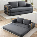 Convertible Folding Sofa Bed, Modern Futon Sleeper Sofa Fold Out Couch Bed with Gold Fixed Frame, Modular Floor Sofas Comfy Corduroy Boneless Couches for Living Room (80" Grey)