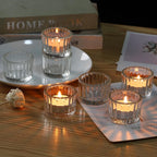 Clear Tea Light Candle Holders Set of 12, 5cm x 3.5cm Glass Tea Light Holders for Table Centerpiece, Mini Votive Candle Holders for Weddings, Birthday Parties, Home Decor, Table Decor