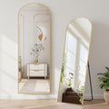 NEWBULIG Arched Mirror Full Length, 16"x59" Body Wall Mirrors with Shatter-Proof Glass, Upgraded Floor Standing Mirror, Hanging or Leaning, with Stand Aluminum Alloy Frame for Home Decor, Gold