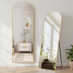 NEWBULIG Arched Mirror Full Length, 16"x59" Body Wall Mirrors with Shatter-Proof Glass, Upgraded Floor Standing Mirror, Hanging or Leaning, with Stand Aluminum Alloy Frame for Home Decor, Gold