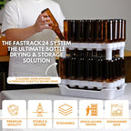 FASTFERMENT - 24-Bottle Drying Rack & Tray| Bottle Drying Tree Alternative | Dry & Store your Wine or Bomber/Belgian Bottles | Stackable | White | Dishwasher Safe | Home Brewing Supplies