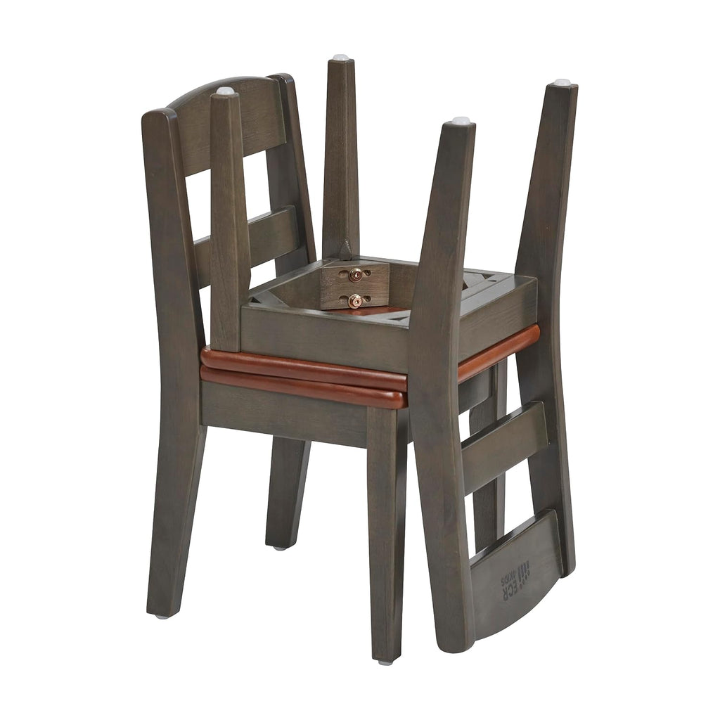 ECR4Kids Hideaway Chair, Kids Furniture, Dark Walnut/Grey Wash, 2-Pack