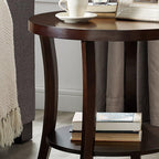 23" Contemporary Wooden Side Table, End Table with Storage Shelf, Accent Table with Wide Display Space for Indoor Home Decor, Espresso