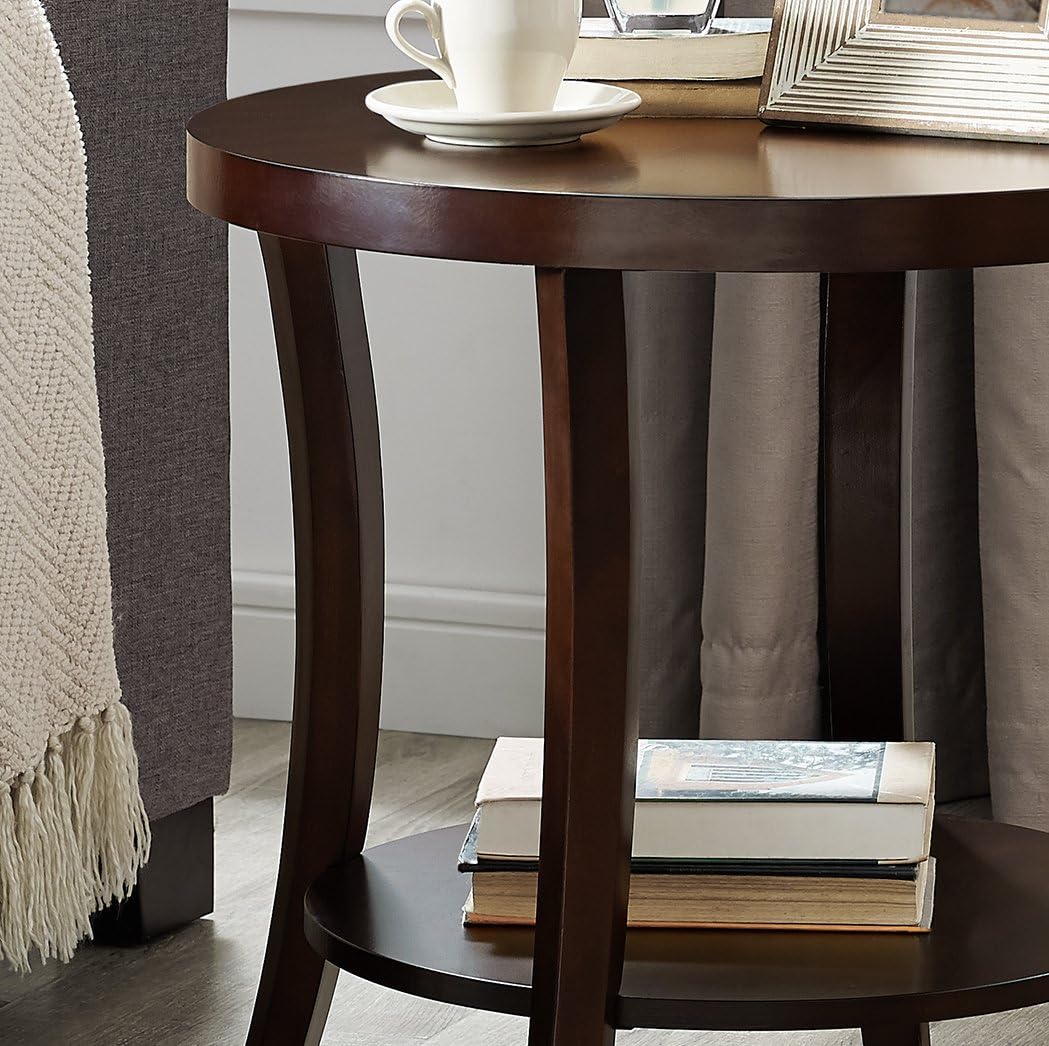 23" Contemporary Wooden Side Table, End Table with Storage Shelf, Accent Table with Wide Display Space for Indoor Home Decor, Espresso