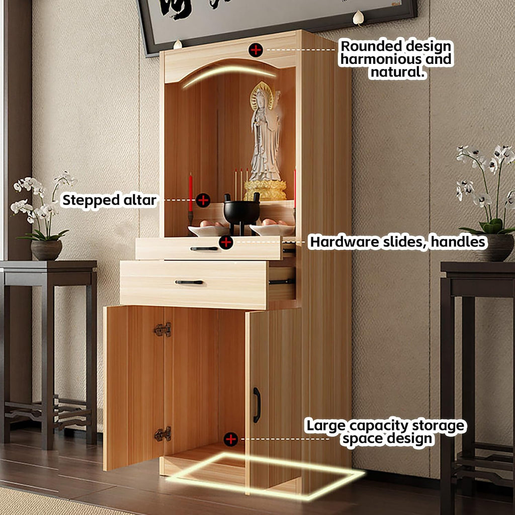 Solid Wood Altar Table, Buddhist Altar Cabinet, Chinese Buddhist Pooja Cabinet, with Storage, Pedestal Offering Table for Living Room, Small Spaces