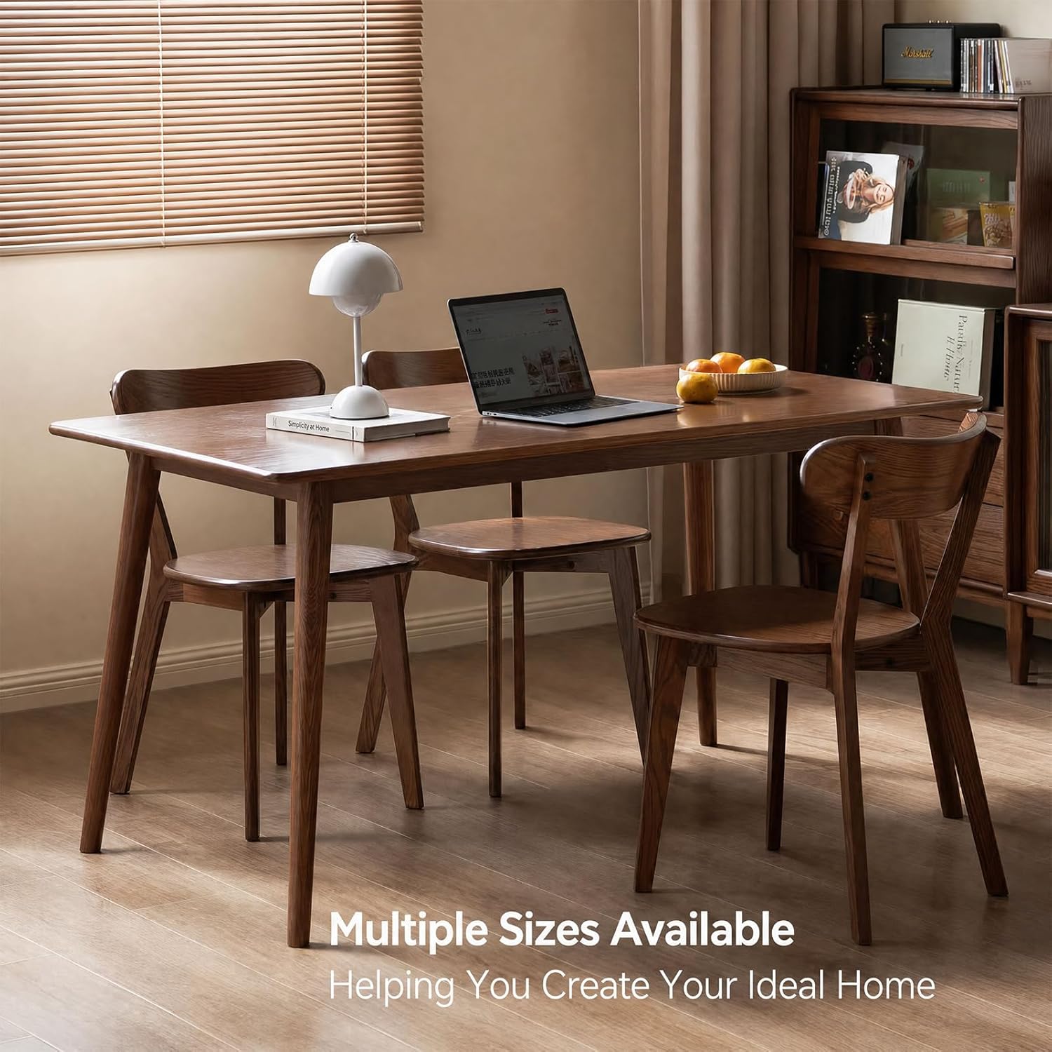 Walnut Dining Chair – Single Kitchen Side Chair, FAS Grade Solid Oak Wood Frame, Mid-Century Modern Curved Back, Commercial-Grade 400 lb Capacity for Dining Room or Replacement