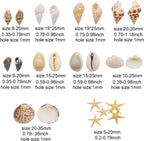 yaokan 10 Styles Natural Sea Shells & Starfish Set - Assorted Pre-Drilled Beach Seashells for DIY Crafts, Home Decor, Jewelry Making & Wedding Party Decorations