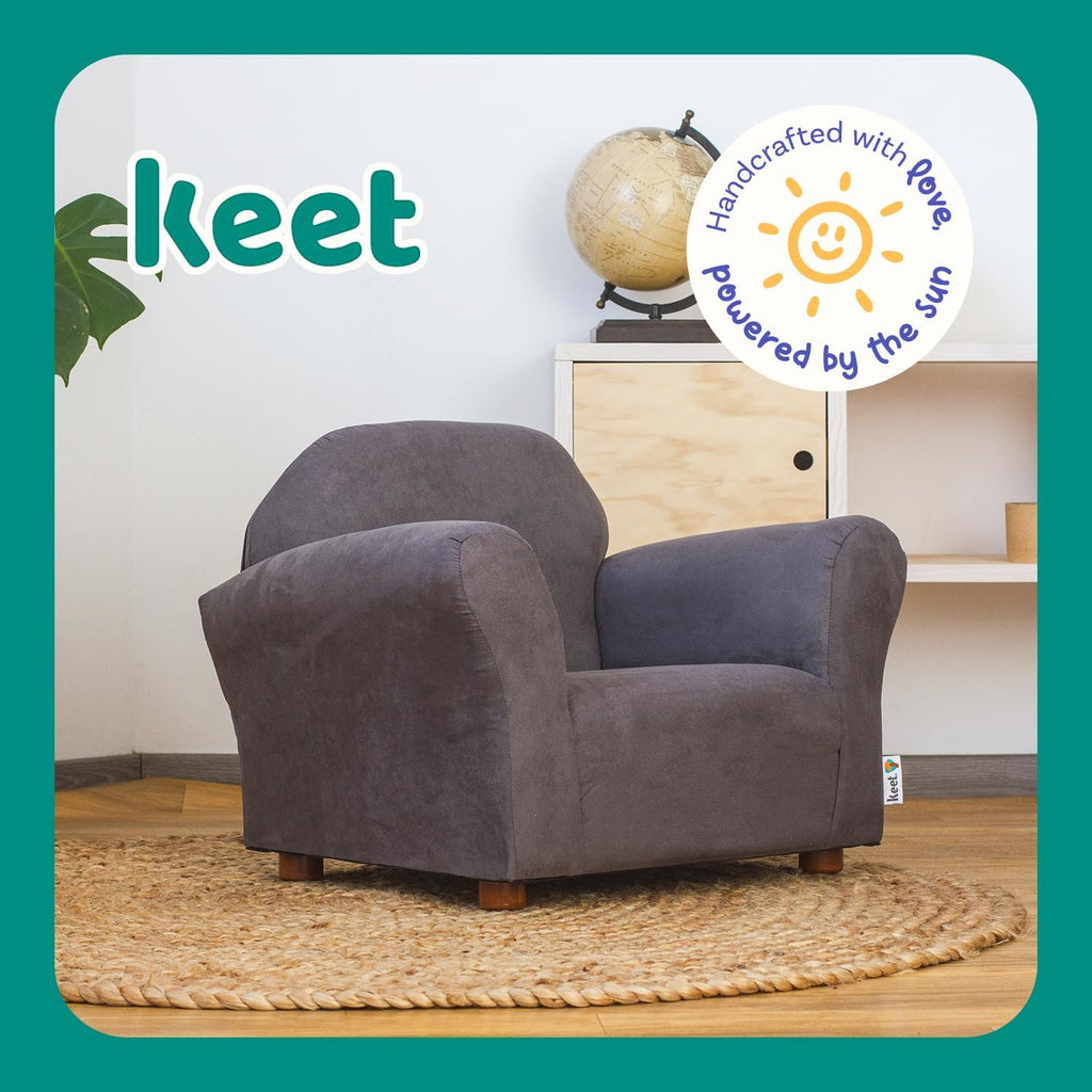 Roundy Toddler Armchair with Soft Microsuede Upholstery Durable Wooden Frame, Ergonomic Design, Fully Assembled, Comfortable Kids Chair for Ages 2-5, Ideal for Bedroom, Playroom & Daycare Use.
