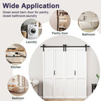 50" x 84" Bifold Barn Door with Hardware and Track Kit Included, Pre-Assembled Solid Core Panel Bi-fold Barn Door for Pantry, Closet, Primed White Finish with Water-Resistance, Paintable, H Shape