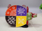 Handcrafted and Hand-Painted Colorful Wooden Elephant Decorative Showpiece Stool/Side Table for Home/Office/Living or Bedroom Decor (Maroon)