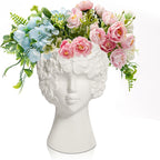ComSaf White Ceramic Face Vase for Decor,Modern Style Female Form Flower Vase,Unique Flower Vase for Home Living Room Office Decor - Face Type B