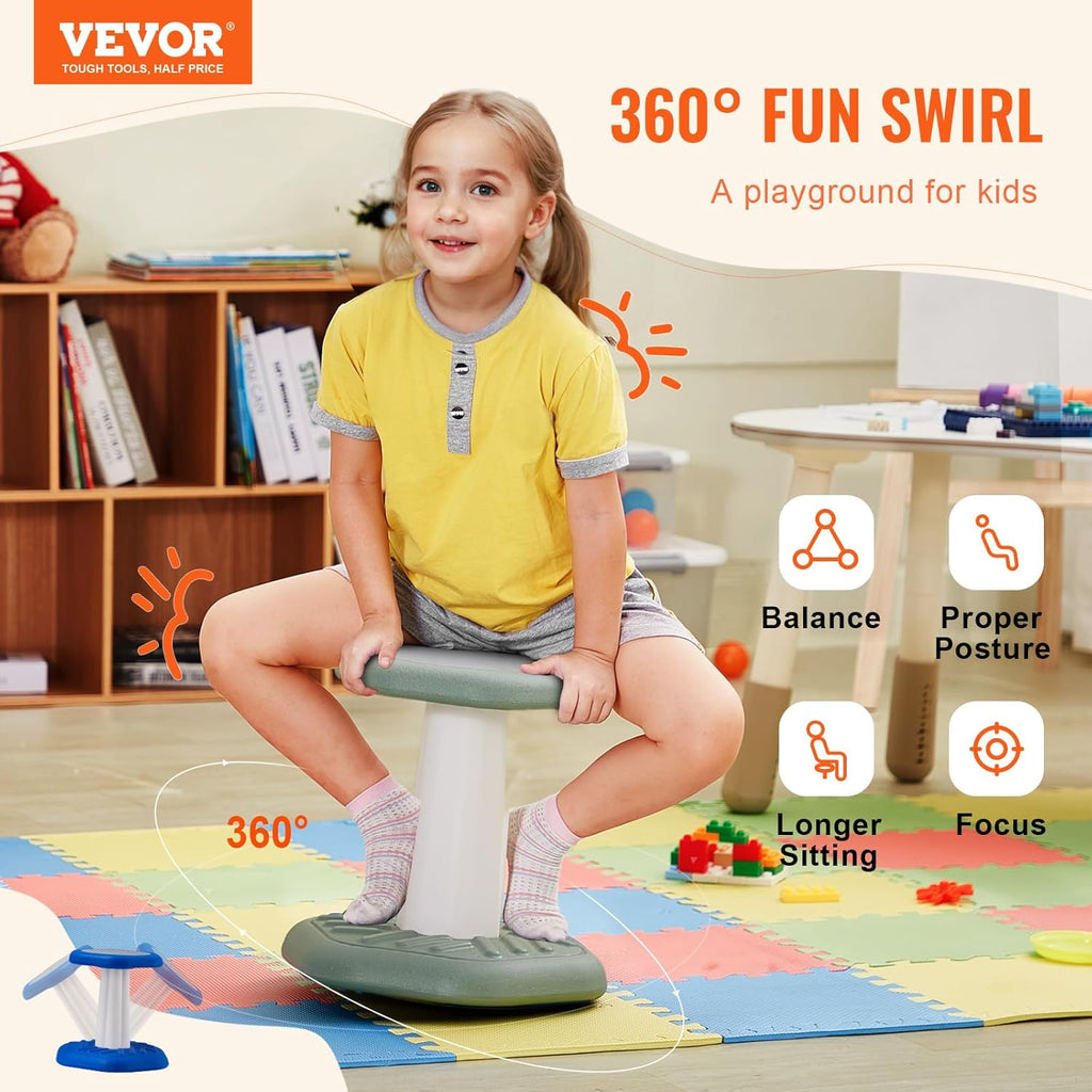 VEVOR Kids Wobble Chair Active Chair with Sponge Cushion, Wobble Stool Improves Focus, Posture and Calm Children, Ideal for Schools and Preschools, Age 3-7, Green