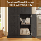 ivaniti 70.8" Tall Farmhouse Kitchen Pantry Cabinet with Glass Doors, Modular Storage Cabinet with 6-Tier Adjustable Shelves, Large Storage Cabinet for Kitchen or Living Room, Set of 3, Black