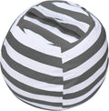 Miaowater Stuffed Animal Storage Bean Bag Chair Cover, Cotton Canvas Beanbag with Zipper for Organizing Kid's and Adults Room 24" (Grey)