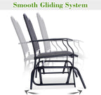 Backyard Expressions 2-Person Outdoor Glider Bench, Patio Double Swing Rocking Chair Loveseat w/Powder Coated Steel Frame for Backyard Garden Porch, Black Frame - Heathered Grey Sling Fabric