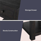Alaterre Furniture Durham Bedroom Nightstand - 20in Small Side Table Set with Storage Drawer and Shelf - Solid Wood Modern Farmhouse Night Stands for Living Room or Bedroom (Dark Brown)