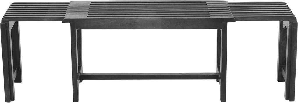 Jofran Global Archive Bradford Extendable Solid Mango Wood Bench, Mid-Century Accent Bench for Living Room Entryway, Grey