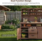 Large Fir Wood Potting Bench with Storage