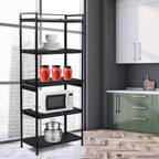 60x32x141.5cm Black Mesh Pantry Rack, 5-Tier Storage Cabinet with Flip-Up Doors, Rolling Wire Shelf Organizer for Kitchen Garage, Narrow Slim Cart on Wheels, Locking Casters, Adjustable Leveling Feet