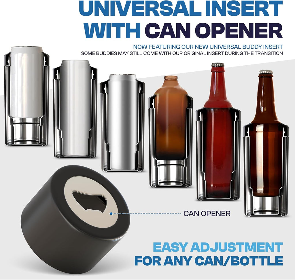 Frost Buddy NCAA Universal Buddy - Fits all - Stainless Steel Can Cooler for 12 oz & 16 oz Regular or Slim Cans & Bottles - Stainless Steel (College Team Tigers)