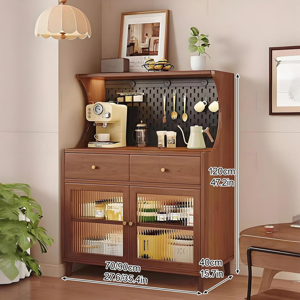 Kitchen Pantry Cabinet, Tall Storage Cabinet with Drawer, Freestanding Kitchen Cupboard, Coffee Bar Workstation, for Dining Room, Living Room(Brown,120x70cm/47.2x27.6in)