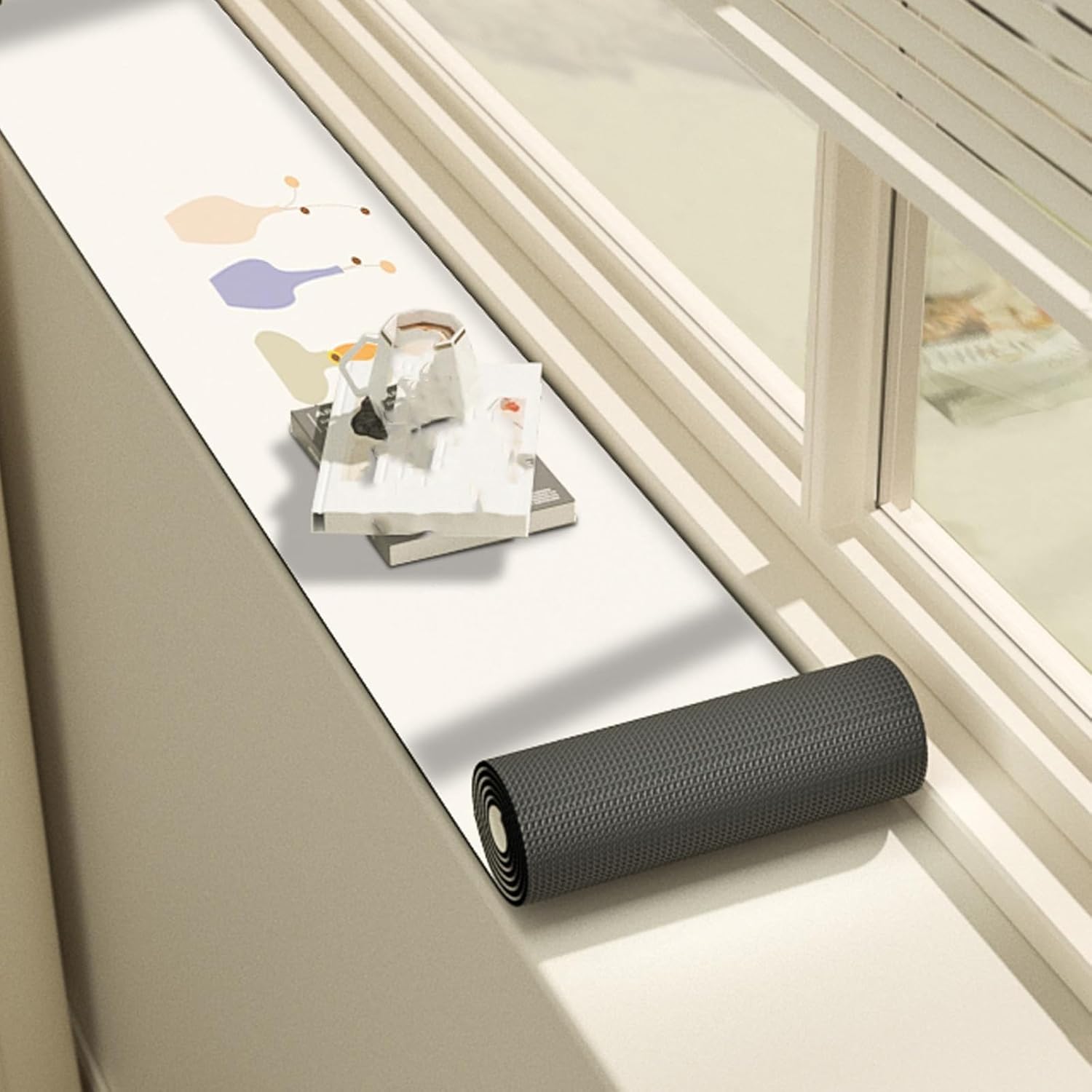 Window Sill Cushion Length 24 36 50 80 in, Ledge Decor Protector Mat, Windowsill Protector Mat for Kitchen Countertop/Offices/Balconies(B,L 60IN X W 6IN)