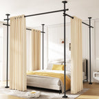 SUNALLY Room Divider Curtain Rod, No Drilling Wall Divider for Room Separation, 4-10ft(H) 28-171inch(W) Adjustable Heavy Duty Partition Space Separator Freestanding Tension Curtain Stand, Black