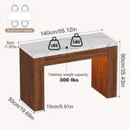 PAKASEPT 55" LED Bar Table with Smart RGB Lights,Faux Marble Counter Height Pub Dining Table,High Top Kitchen Island Table with Music Sync & Timer for Parties, Gatherings & Daily Use,White & Brown