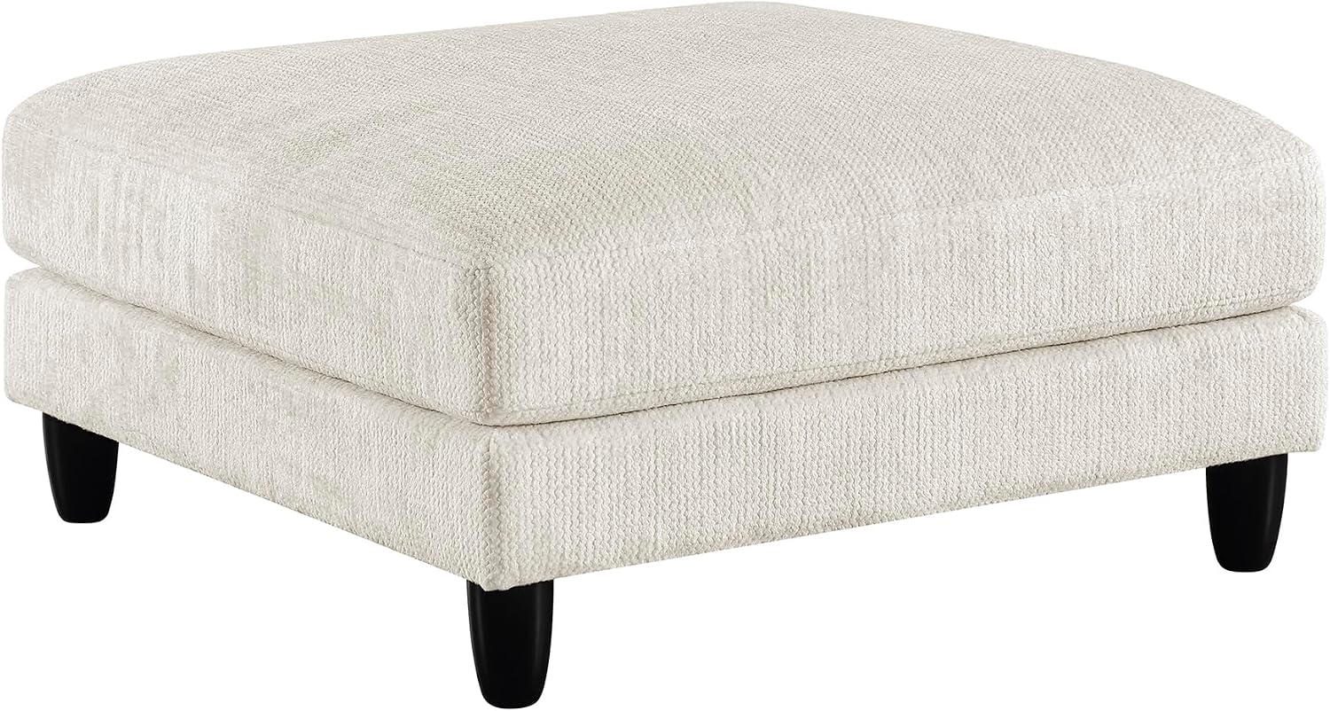 Lexicon Modern Ottoman, Foot Stools, Living Room Foot Rest, Module for Sectional Sofa, 40" Microfiber Upholstery Square Ottoman for Living Room/Bedroom, Assembled, Beige