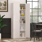 Pantry Storage Cabinet, Metal Pantry Cabinet with Adjustable Shelves,Cupboard,Tall Storage Cabinets for Kitchen, Living Room, Dining Room and Office, White