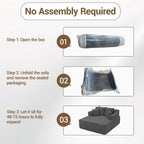 58" Oversized Boneless Chair, Corduroy Lounge Chaise Chair Indoor Sleeper Sofa Bed with Arms and 4 Pillows, No Assembly for Bedroom Living Room, Grey