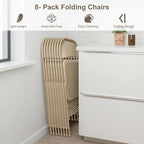 VECELO All-Steel Folding Chair Set of 8, Heavy Duty Metal Foldable Chairs, Double Hinged, Stackable Commercial Seating for Indoor Outdoor Events, Wedding, Party, Patio, Office
