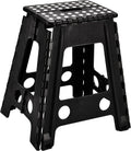 SUGARLEE 18 inch Folding Step Stool Heavy Duty Plastic Foldable Step Stool-Lightweight Foot Stool with Portable Handle, Compact Plastic Foldable Step Stool for Bathroom,Bedroom, Kitchen（Black
