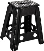 SUGARLEE 18 inch Folding Step Stool Heavy Duty Plastic Foldable Step Stool-Lightweight Foot Stool with Portable Handle, Compact Plastic Foldable Step Stool for Bathroom,Bedroom, Kitchen（Black