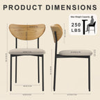 Beige Dining Chairs Set of 4, Upholstered Modern Kitchen Chairs Dining Room Chairs with Wood Curved Backrest & Metal Legs