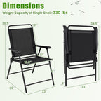 S AFSTAR Patio Chairs Set of 4, Outdoor Folding Lawn Chairs Sling Back Dining Chairs with Armrests & Breathable Seat, Metal Frame Folding Chairs for Garden, Deck, Yard & Porch