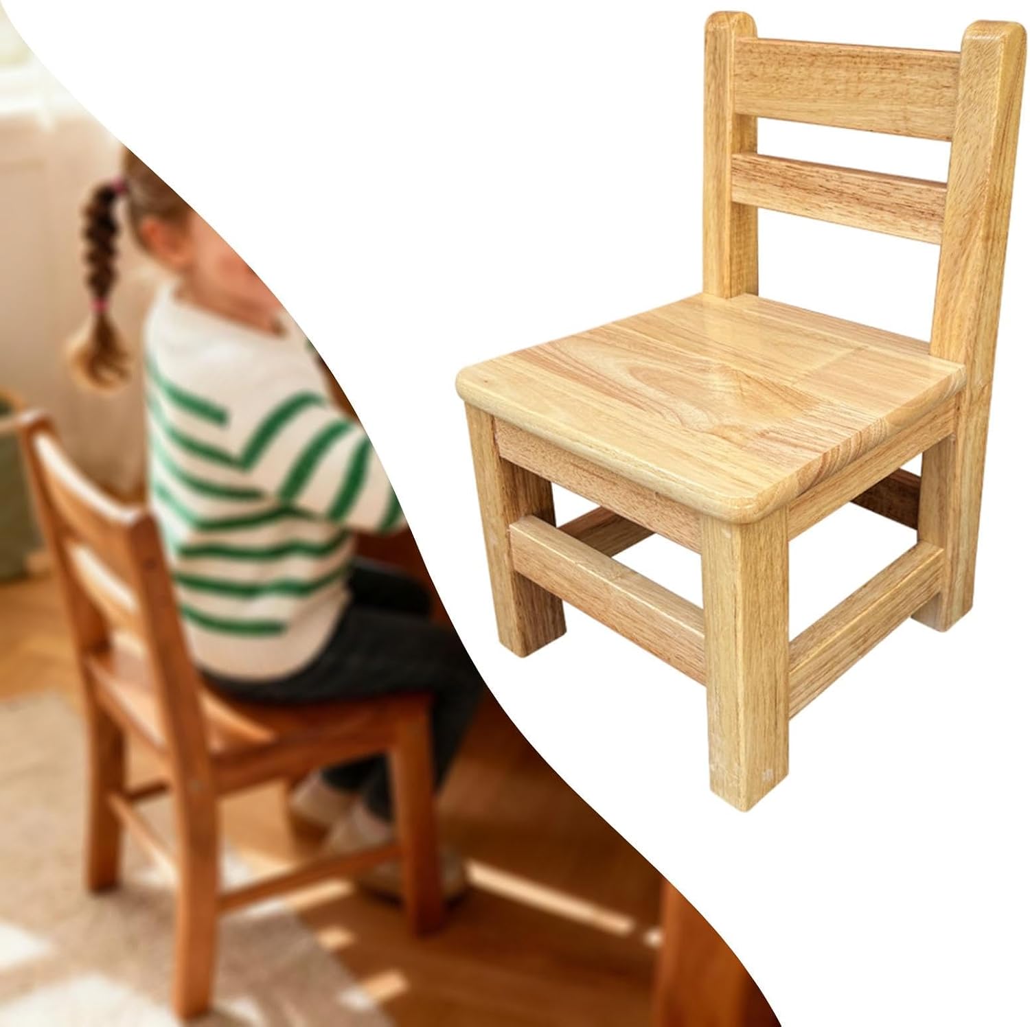 for Children Fully Assembled Stable Ottoman Ladderback Sturdy for Kindergarten Doorway Apartment Living Room, Sitting Height 25cm