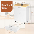 JY QAQA 26" Kitchen Island on Wheels with Storage Cabinet Kitchen Cart Cabinet with Shelves, Cart Handle for Towel Rack or Free Mobility, Portable Islands for Kitchen,White
