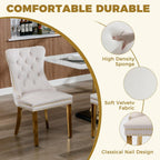 47.2 Inch Round Glass Dining Table Set for 4, Modern Round Dining Room Set with Gold Steel Base & 4 Upholstered Velvet Chairs, Space-Saving Circle Kitchen Table Set for Small Space, Beige