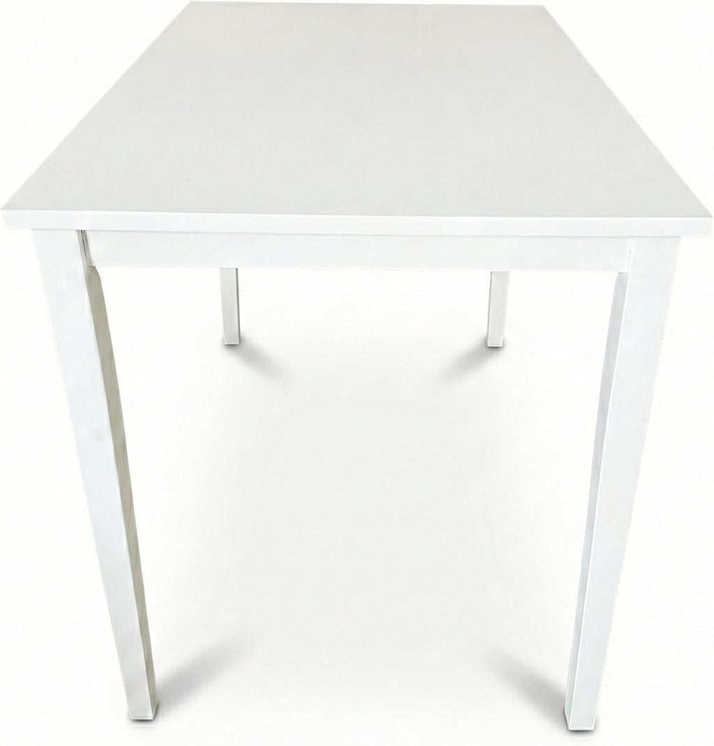 Modern 43.3 Inch Rectangular Dining Table, White Finish Solid Rubberwood