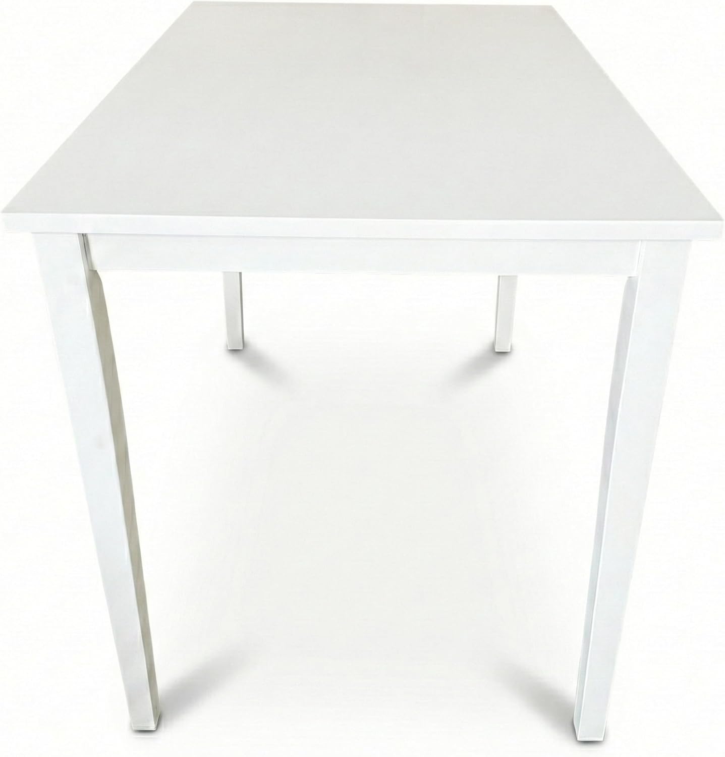 Modern 43.3 Inch Rectangular Dining Table, White Finish Solid Rubberwood