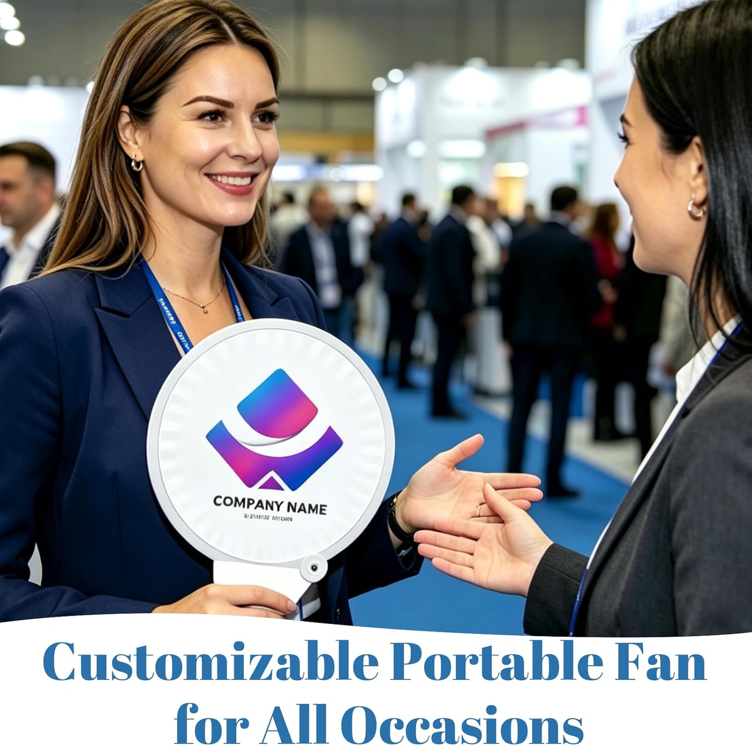 HJX 100Pcs Custom Folding Fans with Logo Text, Personalized Foldable Flying Disc Fans Bulk for Trade Shows Party Wedding Favors Advertising Summer Events Company Promotional Items(100)
