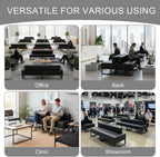 Modern Waiting Room Bench with Backrest Upholstered Office Guest Chair Metal Frame Reception Seating for Lobby Salon Airport Bank and Conference Room Black Frame 17" Dx47 Wx17 H