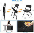 12 Pack Black Folding Chairs with 3cm Thick Padded Cushion, Metal Chairs with Durable Double-bar Steel Frame for Home and Office, for Indoor and Outdoor Events, 380LBS
