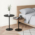 Martini Tables Set of 2, Small Round Drink Tables for Small Spaces, Modern Pedestal Accent Side Tables with Metal Base for Living Room, Sofa Side, Bedroom, Black & Walnut